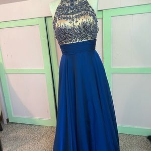 Beaded backless halter style gown